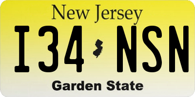 NJ license plate I34NSN