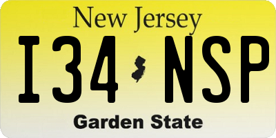 NJ license plate I34NSP
