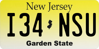 NJ license plate I34NSU