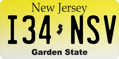 NJ license plate I34NSV
