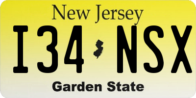 NJ license plate I34NSX