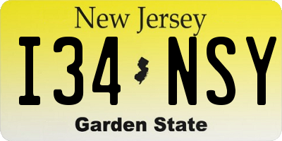 NJ license plate I34NSY