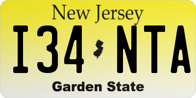 NJ license plate I34NTA
