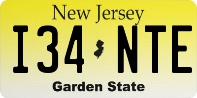 NJ license plate I34NTE