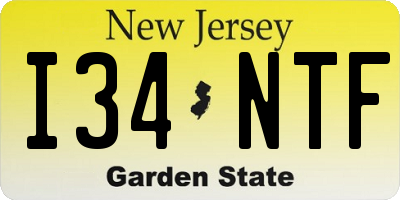 NJ license plate I34NTF