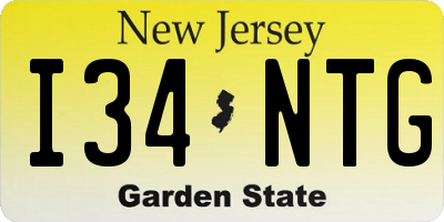 NJ license plate I34NTG