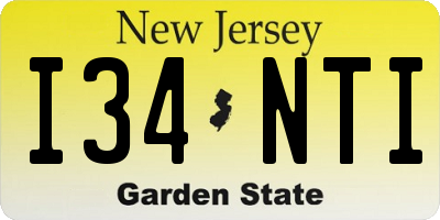 NJ license plate I34NTI