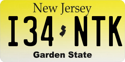 NJ license plate I34NTK