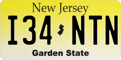 NJ license plate I34NTN