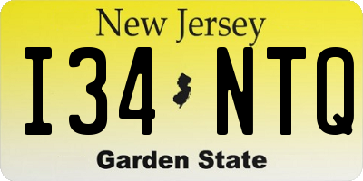 NJ license plate I34NTQ