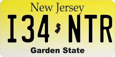 NJ license plate I34NTR