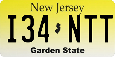 NJ license plate I34NTT