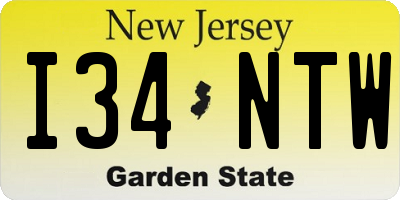 NJ license plate I34NTW