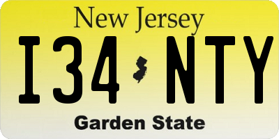 NJ license plate I34NTY