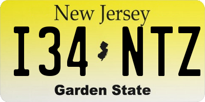 NJ license plate I34NTZ