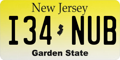 NJ license plate I34NUB