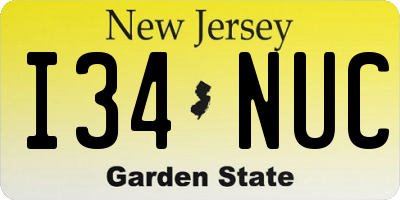 NJ license plate I34NUC