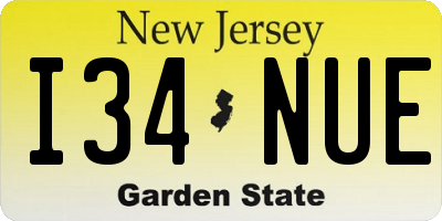 NJ license plate I34NUE