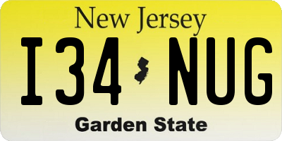 NJ license plate I34NUG