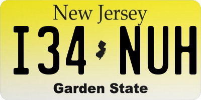 NJ license plate I34NUH