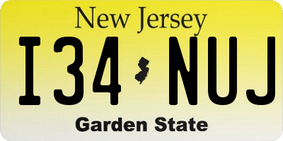 NJ license plate I34NUJ