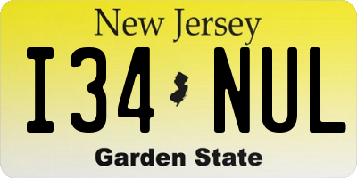 NJ license plate I34NUL