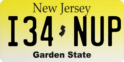 NJ license plate I34NUP
