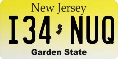 NJ license plate I34NUQ