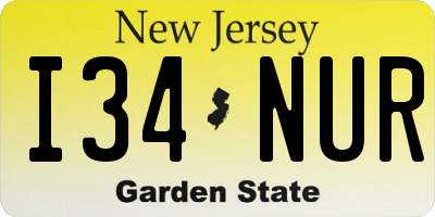 NJ license plate I34NUR