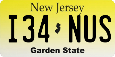 NJ license plate I34NUS