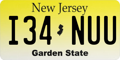 NJ license plate I34NUU