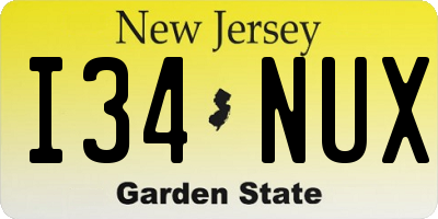 NJ license plate I34NUX