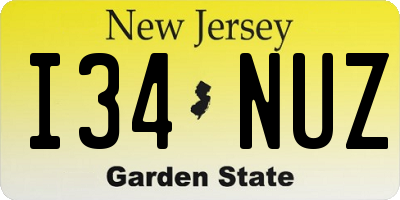NJ license plate I34NUZ