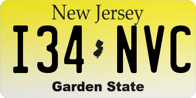 NJ license plate I34NVC