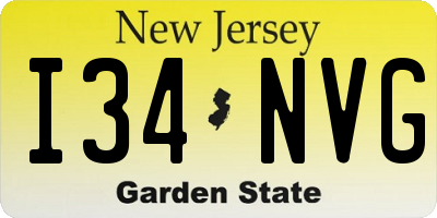 NJ license plate I34NVG
