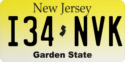NJ license plate I34NVK