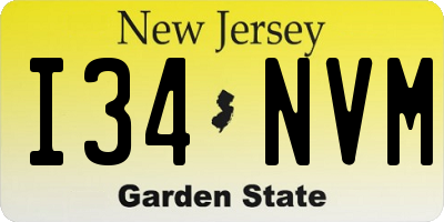 NJ license plate I34NVM