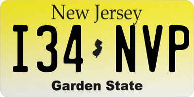 NJ license plate I34NVP
