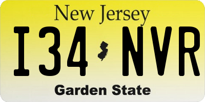 NJ license plate I34NVR