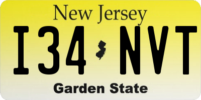NJ license plate I34NVT