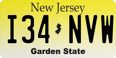 NJ license plate I34NVW