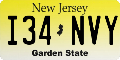 NJ license plate I34NVY