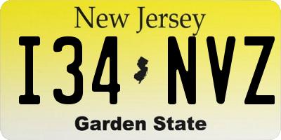 NJ license plate I34NVZ