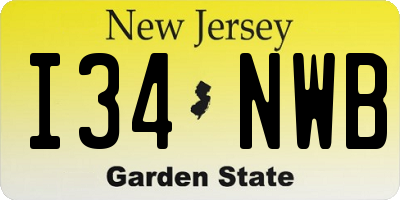 NJ license plate I34NWB
