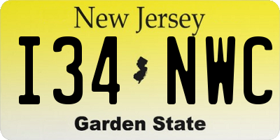 NJ license plate I34NWC