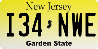 NJ license plate I34NWE