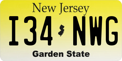 NJ license plate I34NWG