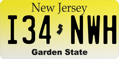 NJ license plate I34NWH