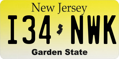 NJ license plate I34NWK