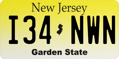 NJ license plate I34NWN